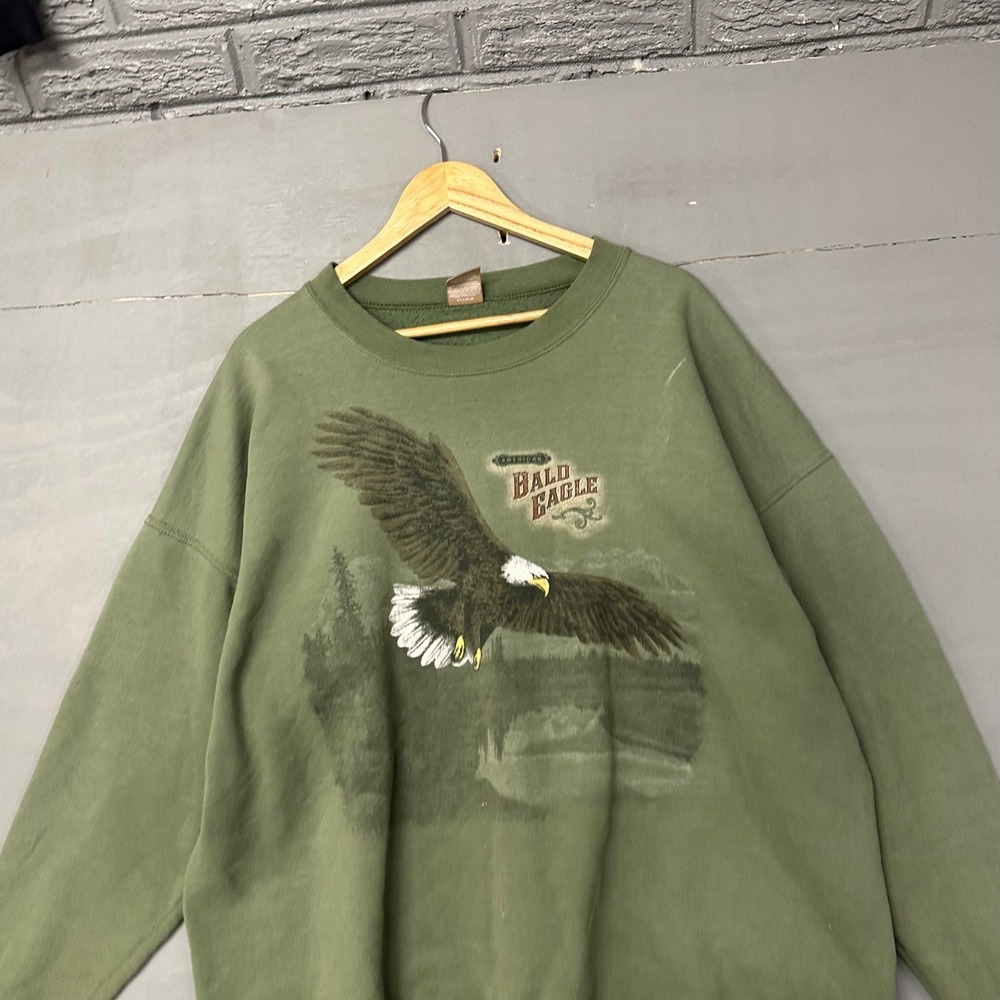 George Vintage Bald Eagle Graphic Sweatshirt Adult XL 46-48 Green Nature‎ O